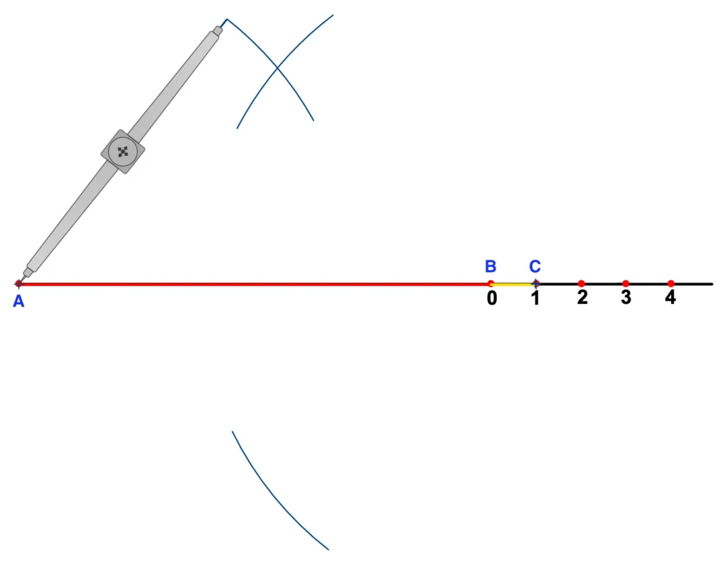Third step to find a line bisector of a line